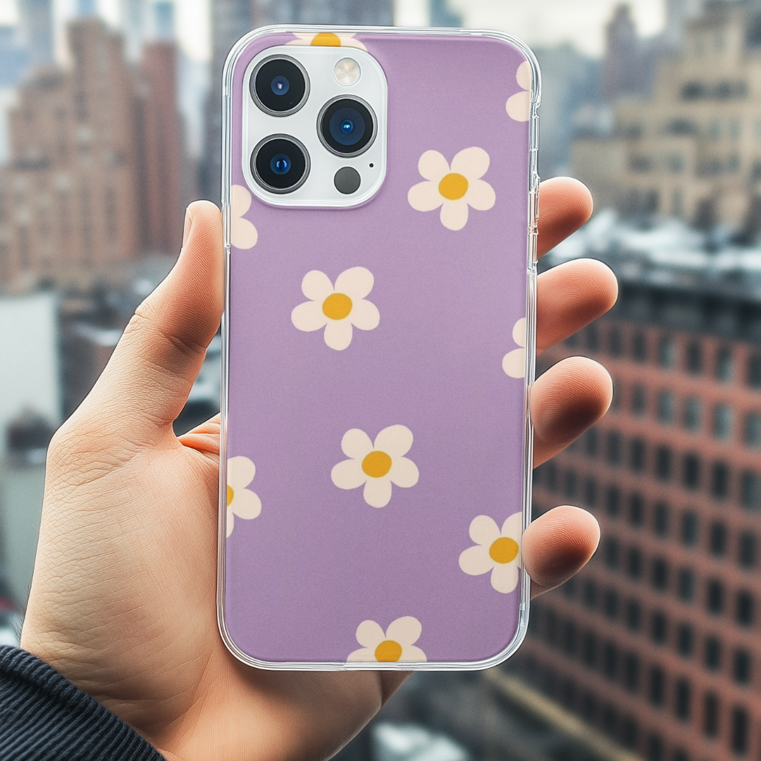 Purple Daisy Clear iPhone Case