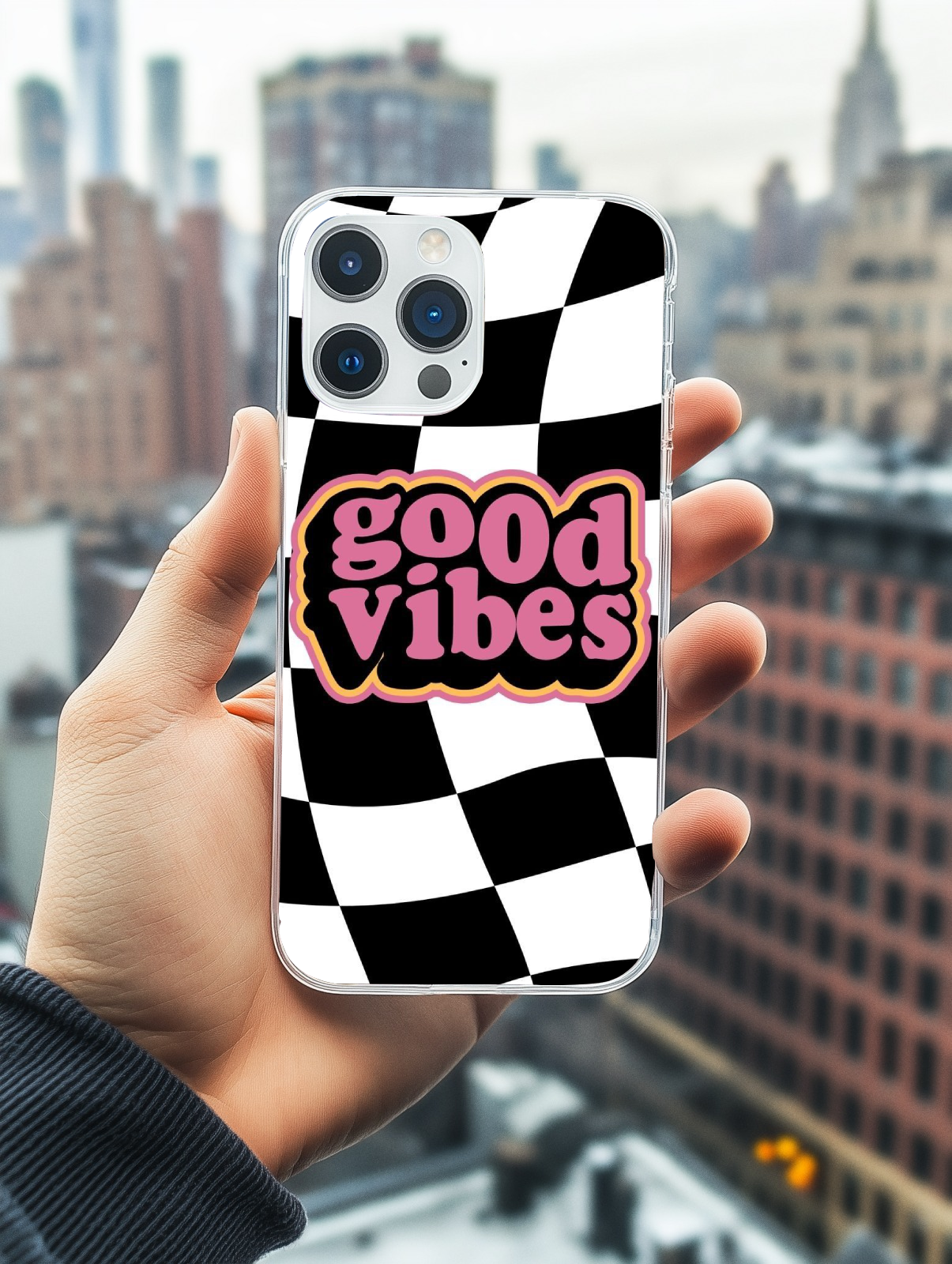 Good Vibes Only: Checkered Phone Case