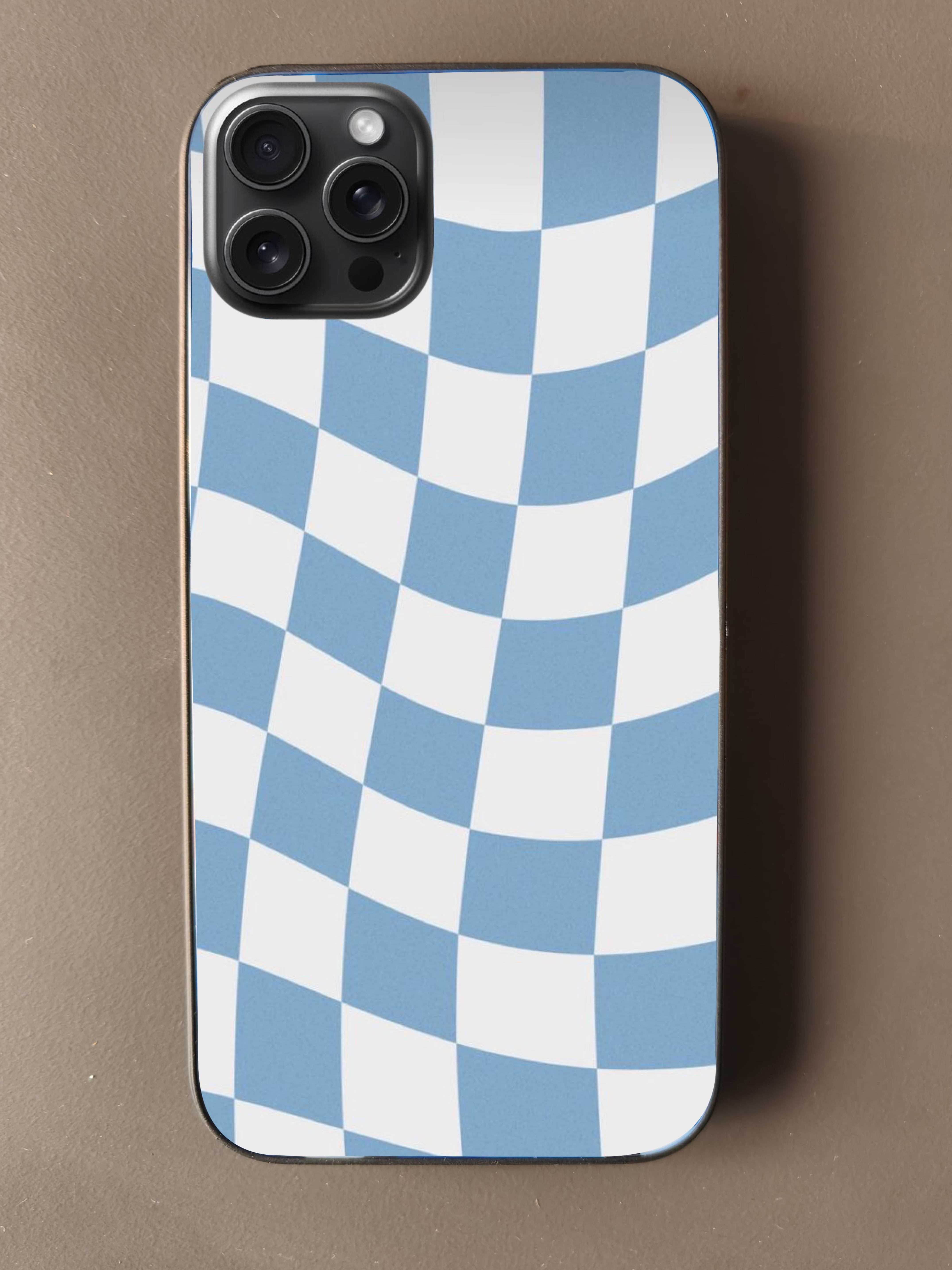 Checkered Dreams: Retro Blue Phone Case