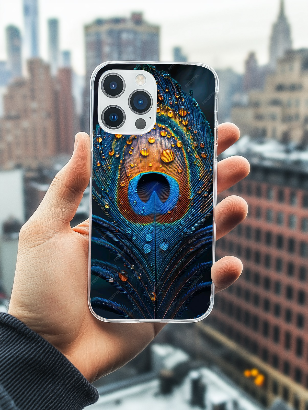 Dewdrop Majesty: Peacock Plume